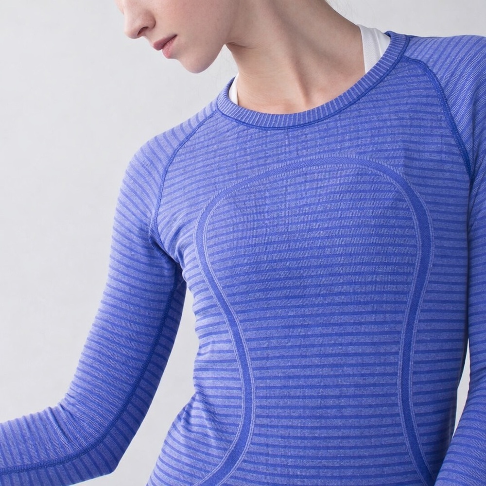 Lululemon Swiftly Tech Long Sleeve Blue Seamless Top Size 4